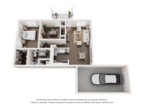 Floor plan for 2 beds, 1 bath, 910 sqft